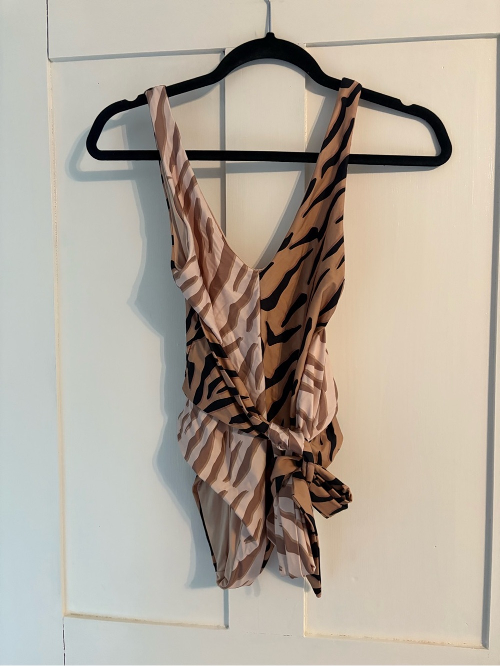 Beach Riot Beige and Black Zebra-Print One-Piece Swimsuit